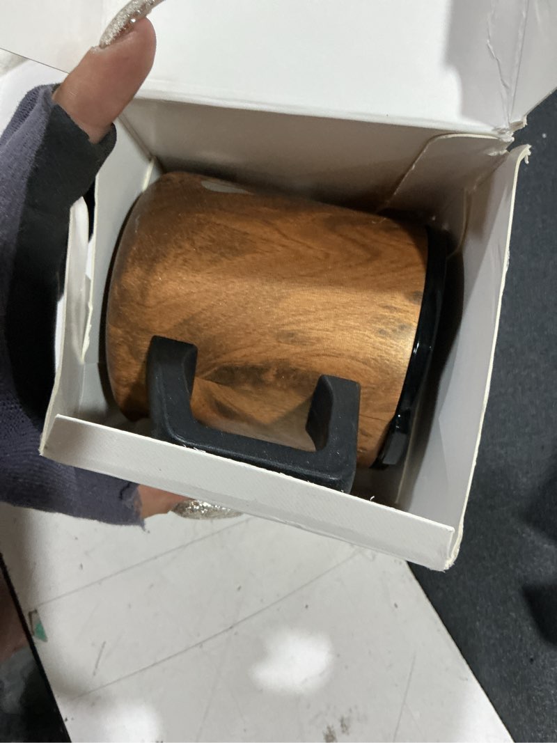 Condition photo showing Good Condition for elemental insulated coffee mug - triple-wall stainless steel summit travel cup for hot and cold drinks - thermal coffee mug with lid and handle for camping, office & travel 12oz - teakwood 12 ounces teak wood