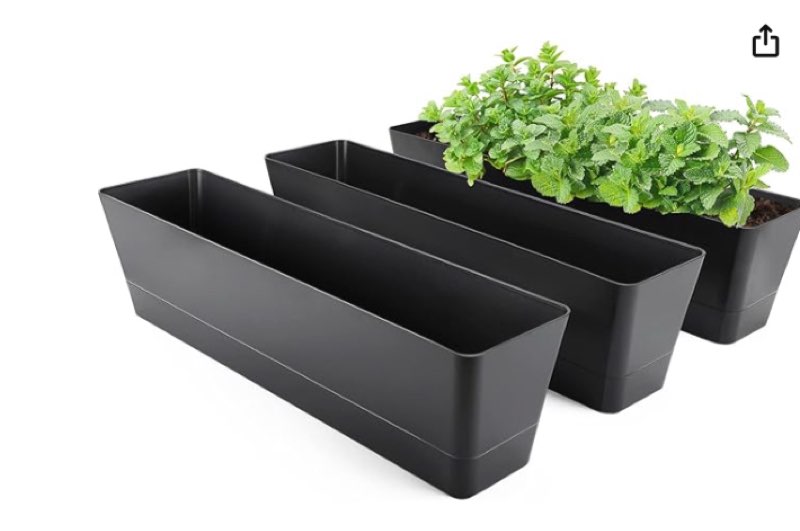 Sliner 3 Pack 24 Inch Railing Planter Box Hanging with Metal Brackets Adjustable Deck Planters for Railings, Balcony Planters Window Flower Pots for Outdoor Indoor(Black)