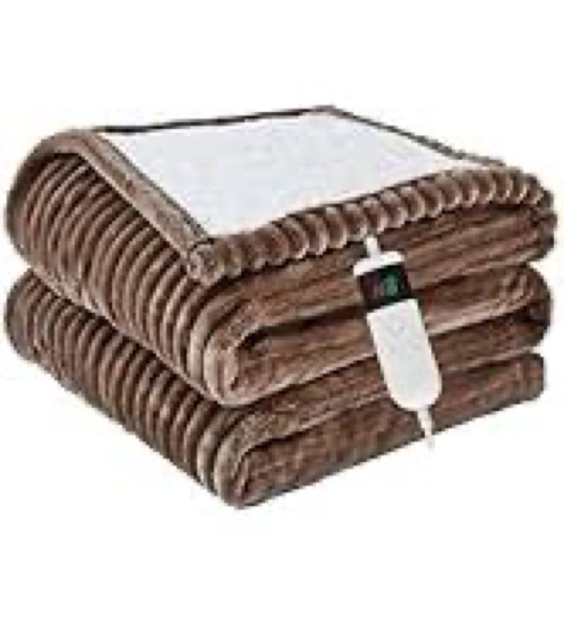 Qieryun Heated Blanket Electric Twin, Soft Flannel Heating Blanket with 8 Hours Auto Off 10 Fast Hea