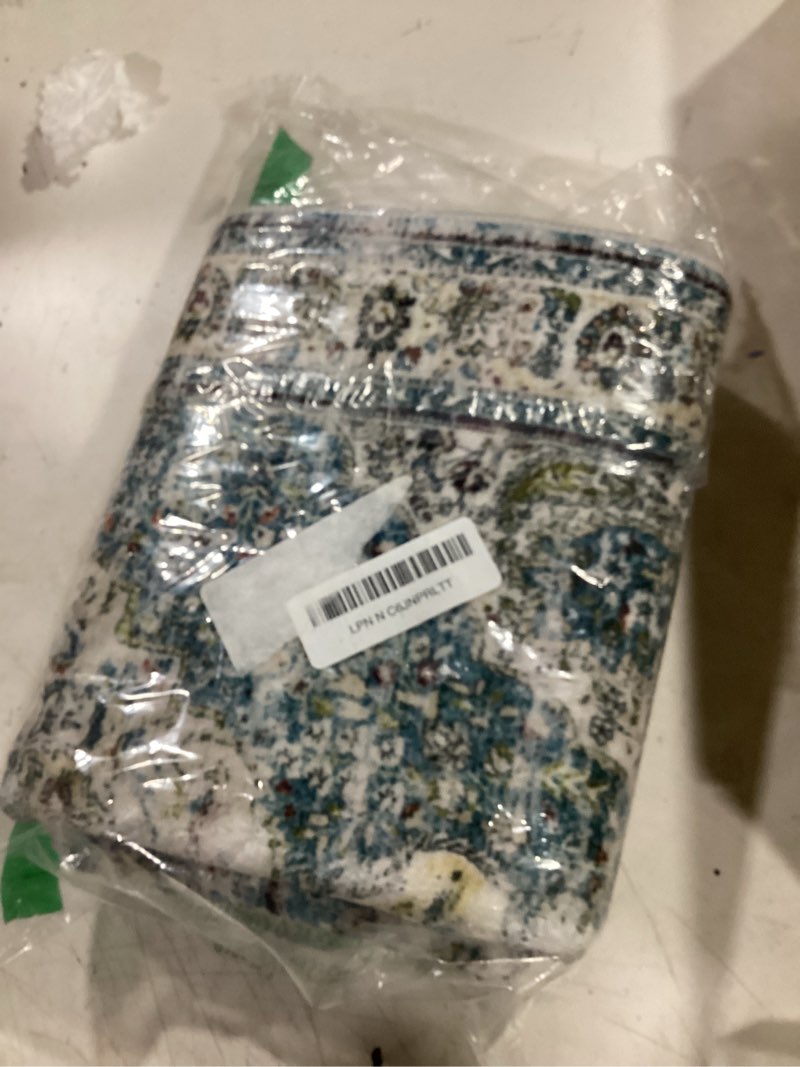 Condition photo showing As Is for uphome blue bathroom rugs, distressed farmhouse boho bath mat, comfy velvet small bath rugs non slip washable, vintage oriental toilet rug for sink shower vanity, 18x26 inch blue 18 x 26 inch (rectangular)