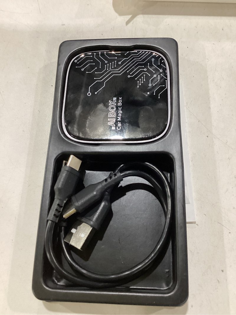 Condition photo showing As Is for not tested 4-in-1 wireless carplay adapter for streaming netflix/youtube/tiktok/tf card, 2026 magic video ai box & android auto dongle [dual band wifi, autolink pro] plug & play, fits for oem wired car play car blackt
