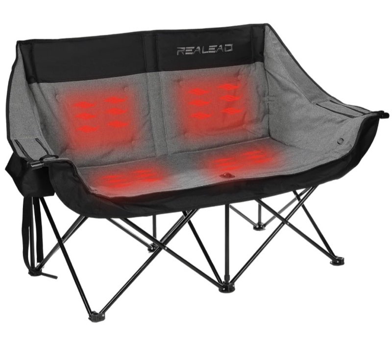 realead heated camping chair - fully thick padded - heated chairs for outdoor sport with back and seat