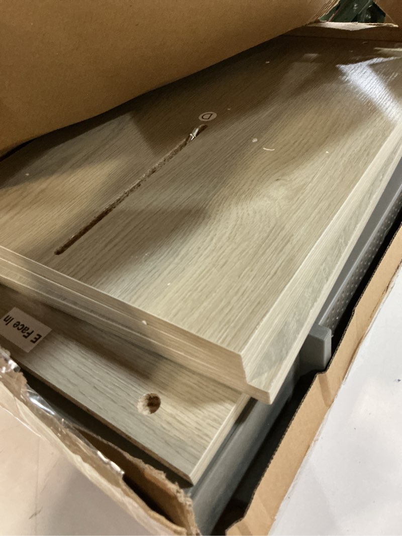 Condition photo showing As Is for Simple Houseware Desk Dual Monitor Stand Riser with Drawer, Maple