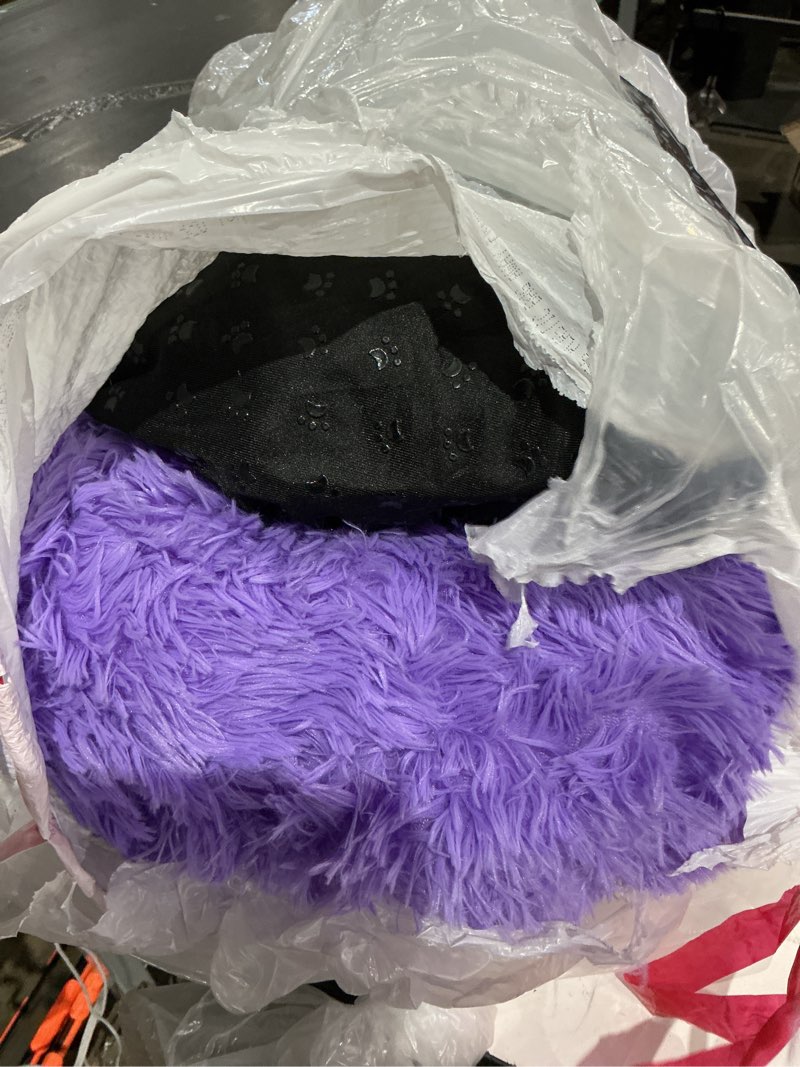 Condition photo showing As Is for jollyvogue calming dog bed medium size dog, 31in donut washable medium pet bed, anti-slip & anti-anxiety fluffy faux fur round dogs bed, fits up to 45 lbs pets (purple) purple 31.0"l x 31.0"w x 8.0"th