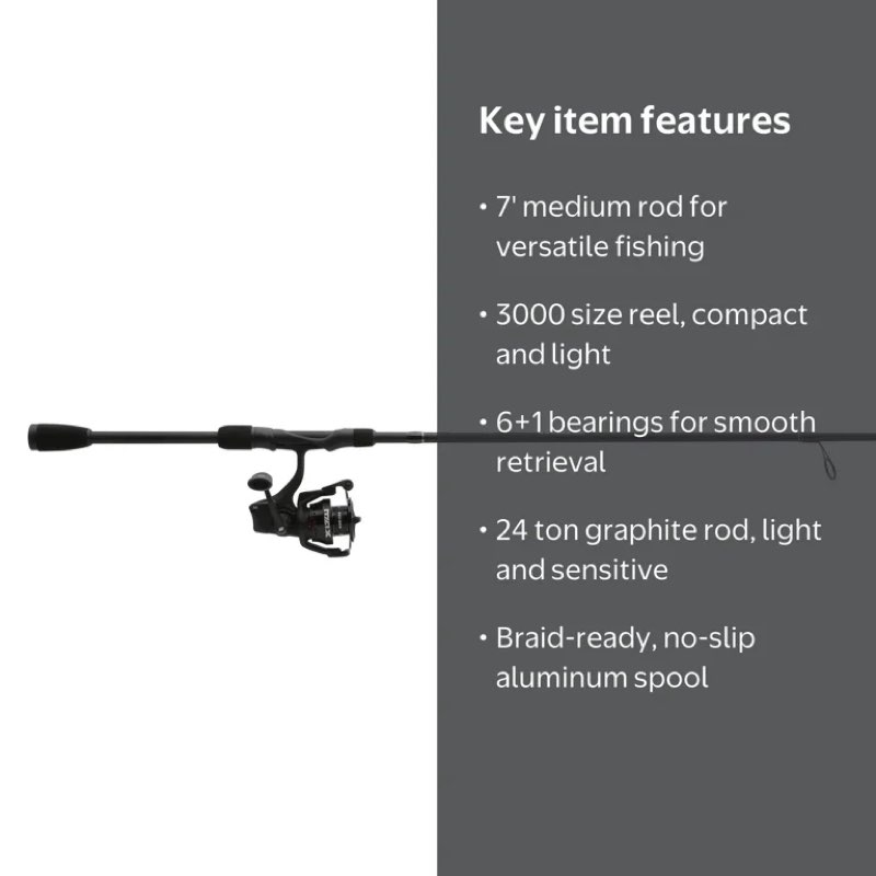 (no reel) abu garcia max sx spinning fishing combo, 7' medium rod, 3000 size reel