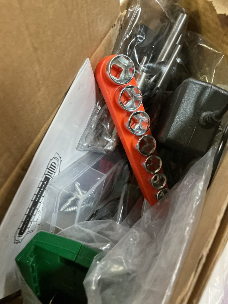 Condition photo showing As Is for fadakwalt cordless drill set, 20v electric power drill with battery and charger, torque 30n, 21+1 torque setting, 3/8-inch keyless chuck, led work light, complete drill & driver bits kit?green)