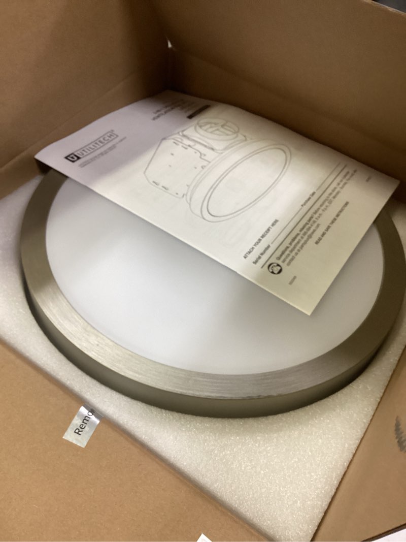 Condition photo showing As Is for 100cfm round bathroom ventilation fan: quiet 1.2 sones ceiling mount exhaust fan combo with integrated led light, 5cct selectable, dimmable, wet rated, etl certified