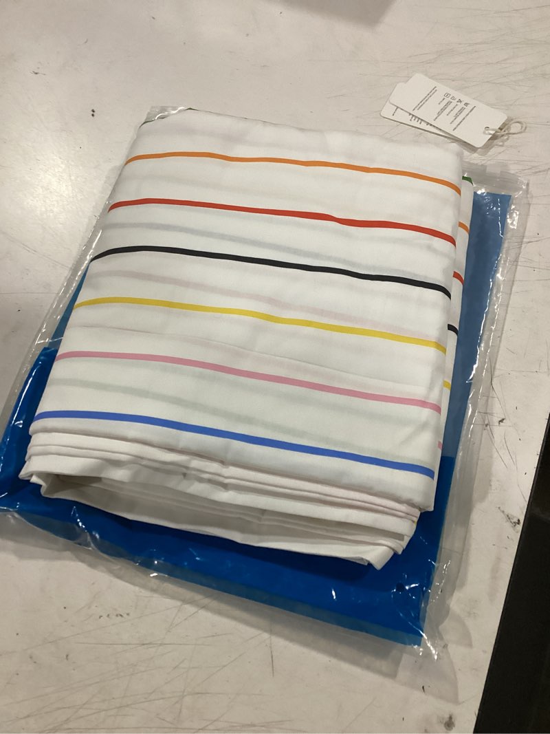 Condition photo showing Good Condition for liwhenhao rainbow striped duvet cover set queen 100% cotton bedding colorful blue red black stripe on white 1 modern abstract geometric comforter cover full 2 pillowcases for kids girls boys woman full/queen (90x90 inch) color pencil