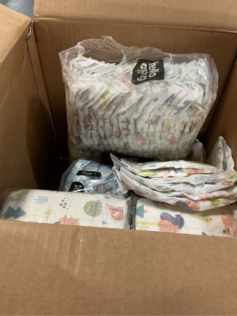 Condition photo showing As Is for Hello Bello Premium Diapers, Size 4 (22-37 lbs) Surprise Pack for Boys - 84 Count, Hypoallergenic with Soft, Cloth-Like Feel - Assorted Boy & Gender Neutral Patterns Boy/Neutral (Assorted Style) Size 4