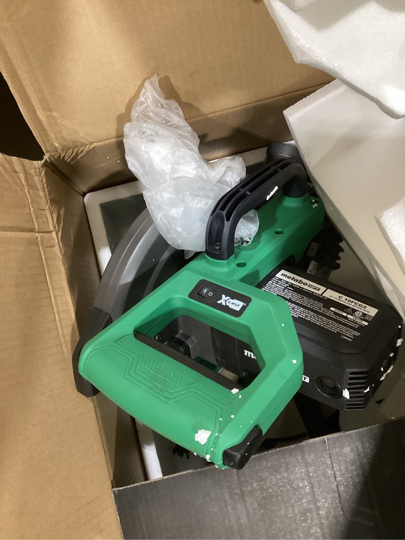 Condition photo showing Good Condition for metabo hpt 10-inch single bevel compound miter saw, 15-amp power saw with xact cut shadow line, precision miter angles, single bevel 0-45°, 40t tct miter saw blade, lightweight design, c10fcg2 c10fcg2 - next gen model