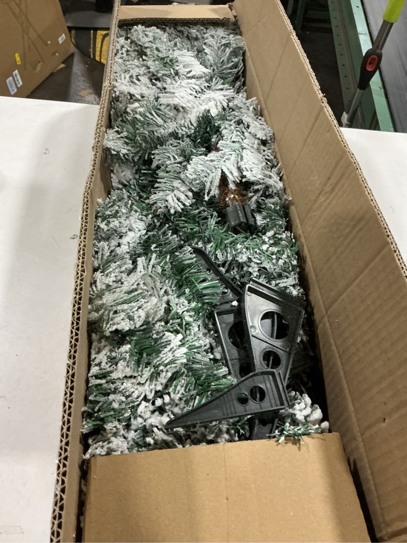 Condition photo showing As Is for 3 Pcs Flocked Natural Artificial Christmas Tree Set with Lights Flocked Christmas Tree with Bendable Branches for Xmas Decor (Alpine Tree,2' 3' 4')