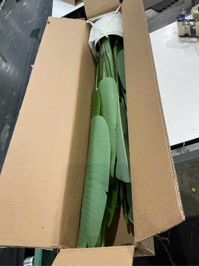 Condition photo showing As Is for bird of paradise plant artificial 6ft,faux plants indoor tall with 12 trunks - the perfect indoor silk floor plant for home decor in living room, office, and bedroom (6ft bird of paradise)