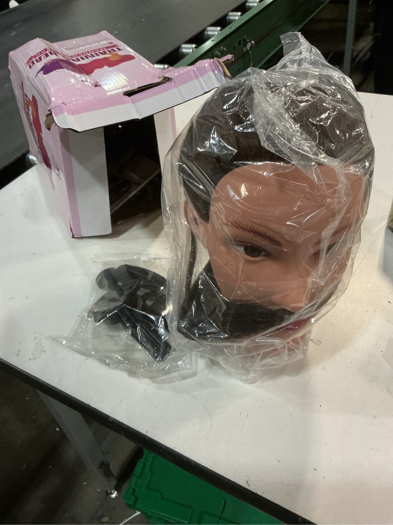 Condition photo showing New/Like New for 20" Mannequin Head Human Hair,100% Real Hair Mannequin Head,Cosmetology Human Hair Mannequin Doll Head for Hair Styling,Practice Braiding Styling Head with Table Clamp Suitable for Hair Extensions dark brown