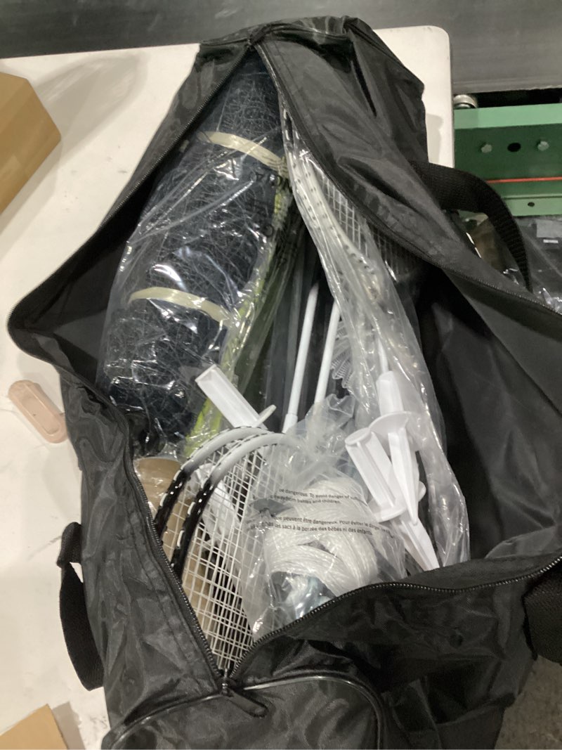 Condition photo showing New/Like New for badminton set for backyard, outdoor badminton net with anti-sag design, 4 professional badminton rackets, 4 shuttlecocks and carry bag for lawn or beach a-yellow classic set
