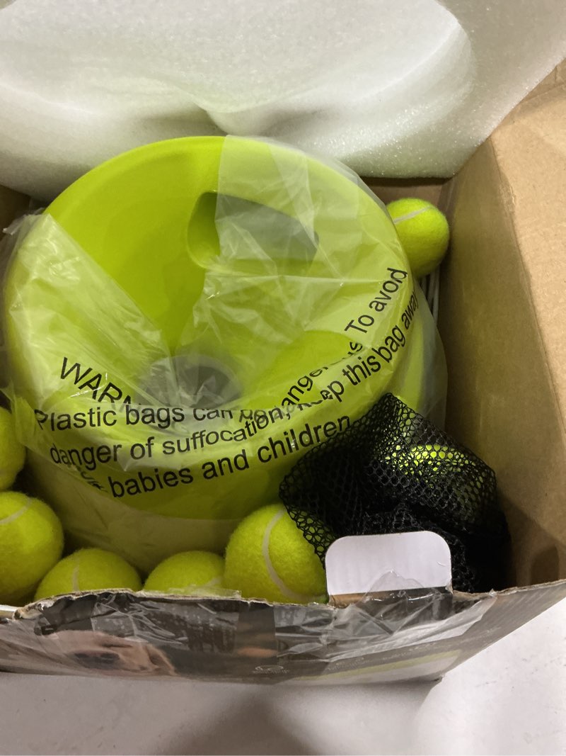 Condition photo showing Good Condition for Automatic Dog Ball Launcher, Dog Ball Thrower Machine with 10-30Ft 3 Launching Distance, Interactive Toys for Small Dogs Indoor & Outdoor with 15 Mini Tennis Balls-2 Inch Light Green