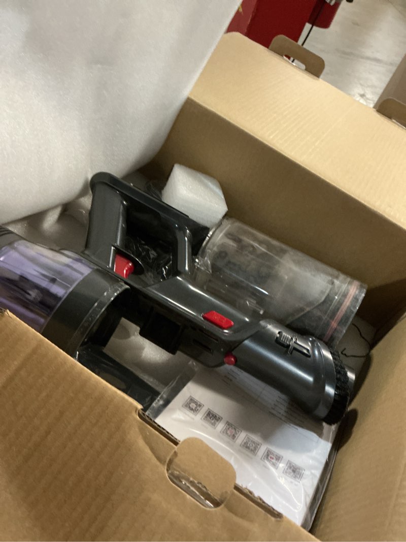 Condition photo showing As Is for ultenic cordless vacuum cleaner, 600w 55kpa 60mins vacuum cleaners for home, with 180°bendable wand, anti-tangle brush, charging dock, stick vacuum cordless for pet hair/carpet/floor/car purple