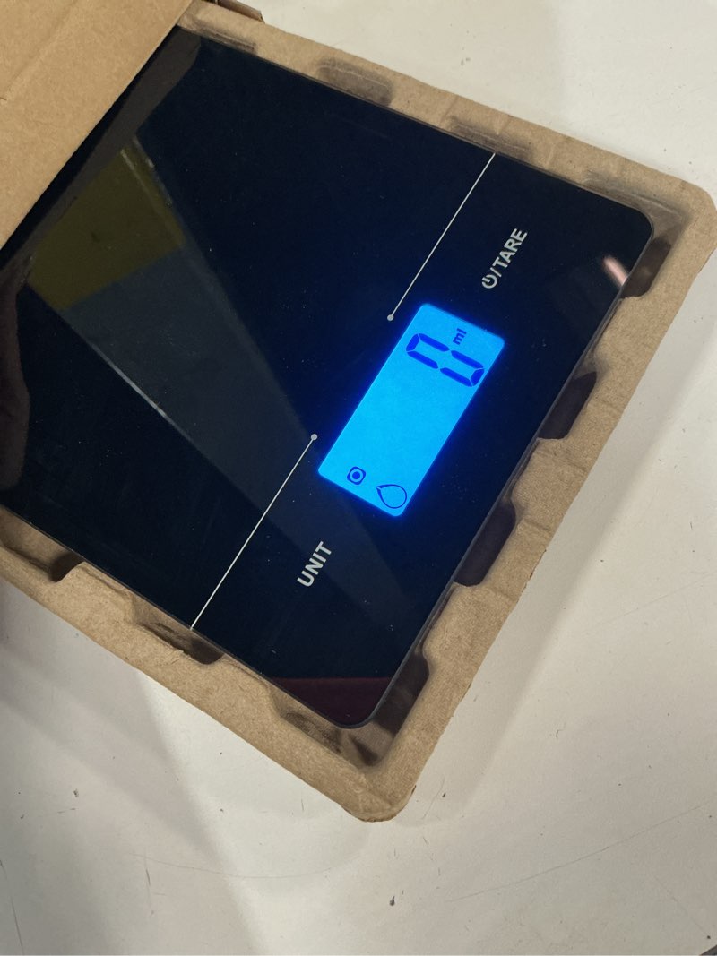 Condition photo showing Good Condition for mainstays tempered glass slimline digital scale with blue backlit, black