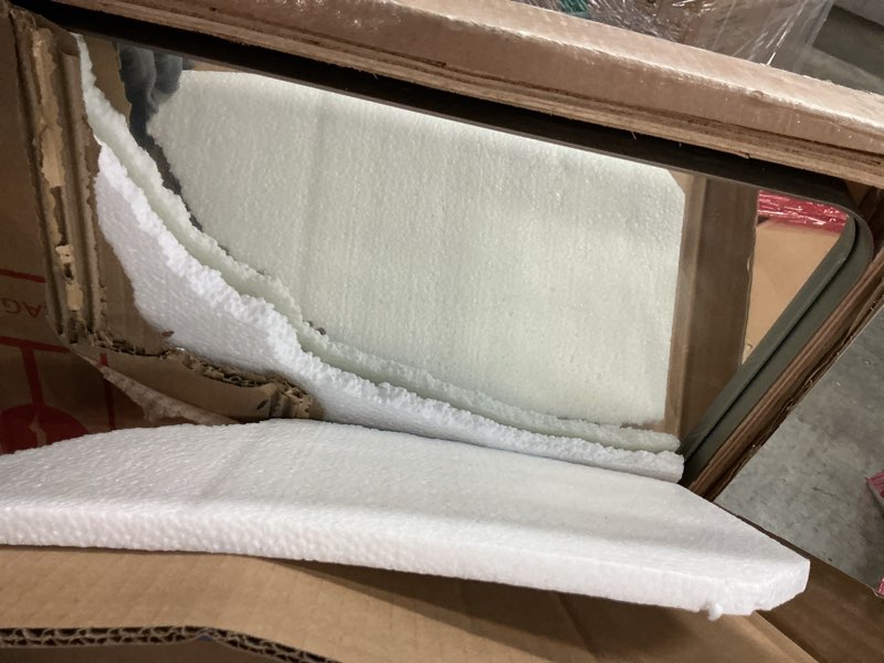 Condition photo showing New/Like New for WEER 48X36 Inch Brushed Nickel Bathroom Mirror, Brushed Silver Metal Frame Mirror, Rounded Rectangle Silver Bathroom Vanity Mirror, Tempered Glass, Anti-Rust, Hangs Horizontally or Vertically Brushed Nickel 48"L x 36"W