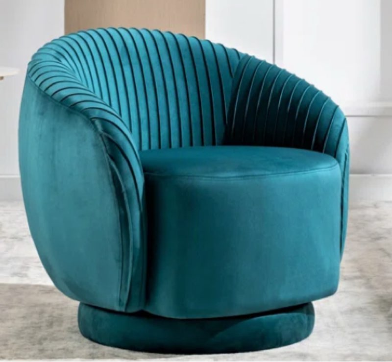 Milvo 29.9'' Wide Tufted Velvet Swivel Barrel Chair