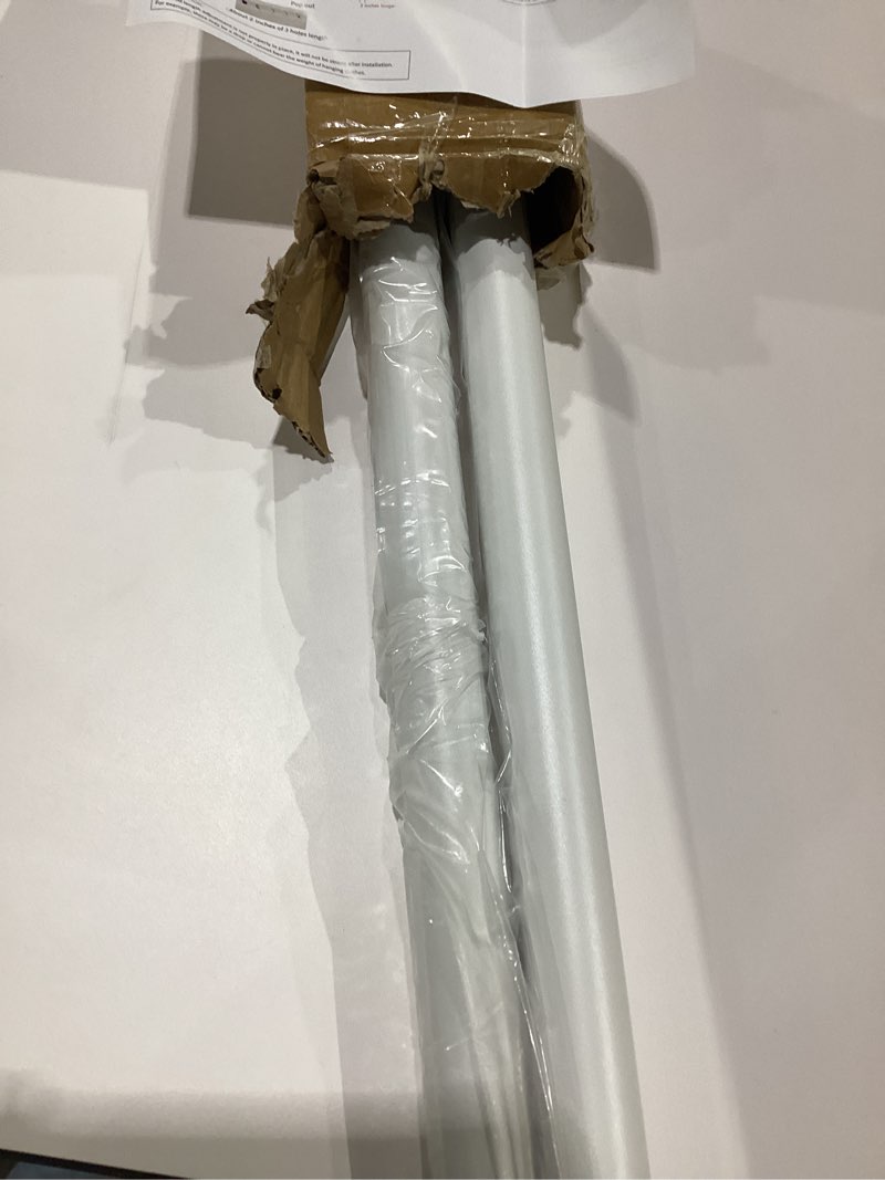 Condition photo showing New/Like New for Tension Curtain Rod 64-120 Inches, Heavy Duty Tension Rod for Windows, No Drilling Adjustable Curtain Rod for Patio, Renter Friendly Pressure Curtain Rods for Room Divider, Outdoor, White White 64-120 IN