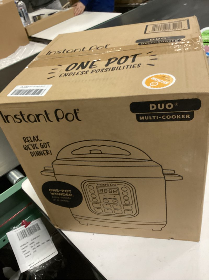 Condition photo showing New/Like New for Instant Pot Duo 7-in-1 Electric Pressure Cooker, Slow Cooker, Rice Cooker, Steamer, Sauté, Yogurt Maker, Warmer & Sterilizer, Includes App With Over 800 Recipes, Stainless Steel, 8 Quart 8 Quarts