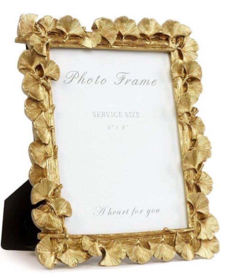 Cuspin 6x8 Picture Frame Gold, Vintage Ornate Leaf Textured Hand-Crafted Resin with Glass Front Antique Photo Frame for Tabletop Display, Retro Design Home Decor