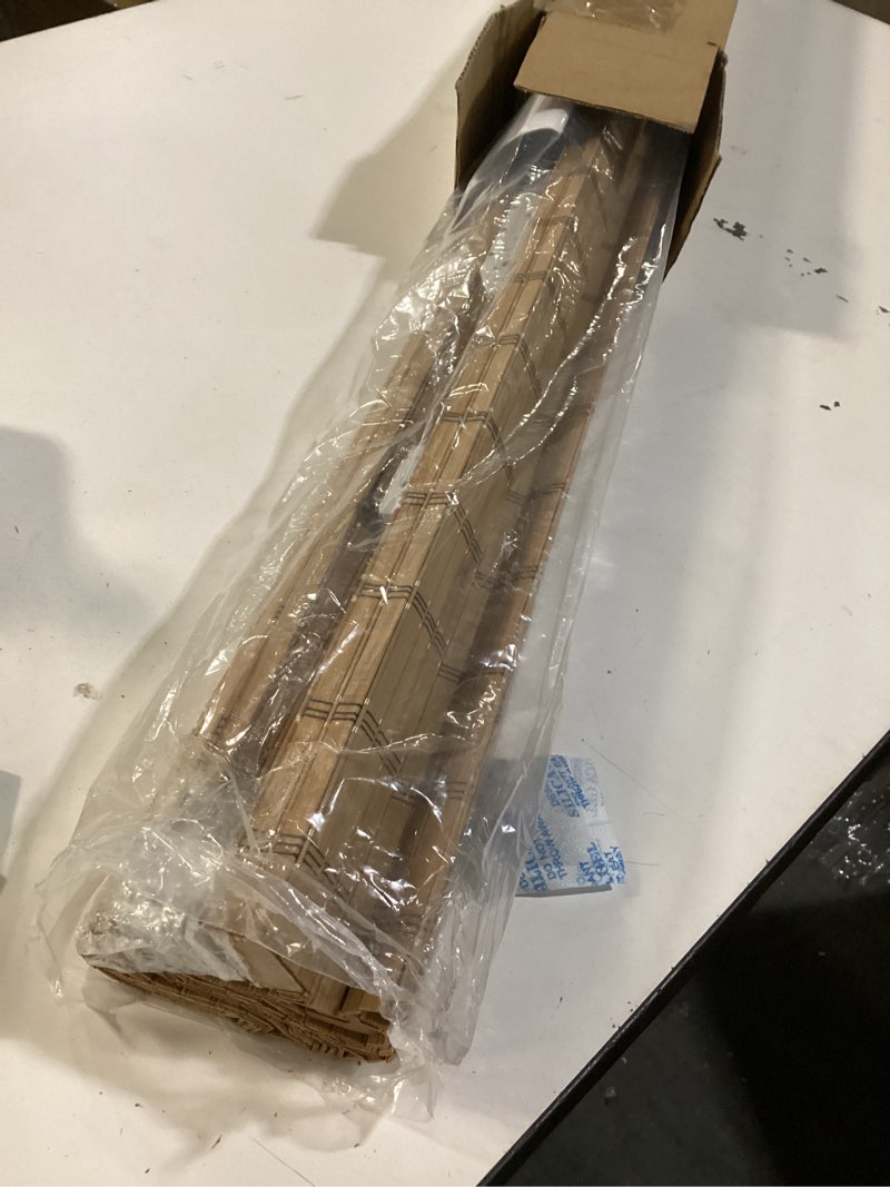 Condition photo showing New/Like New for LazBlinds No Tools No Drill Cordless Bamboo Roman Shades, Light Filtering Window Treatment, Roll Up Bamboo Blinds for Window 30'' W x 64'' H, Brown Brown206 30'' W x 64'' H