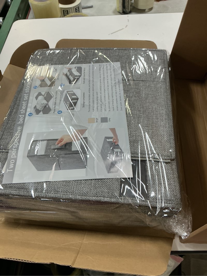 Condition photo showing New/Like New for 4 Pack Foldable Sheet Organizers for Linen Closet - Twin/Full Size Duvet Cover Set, Grey Grey Twin/Full-4 Pack