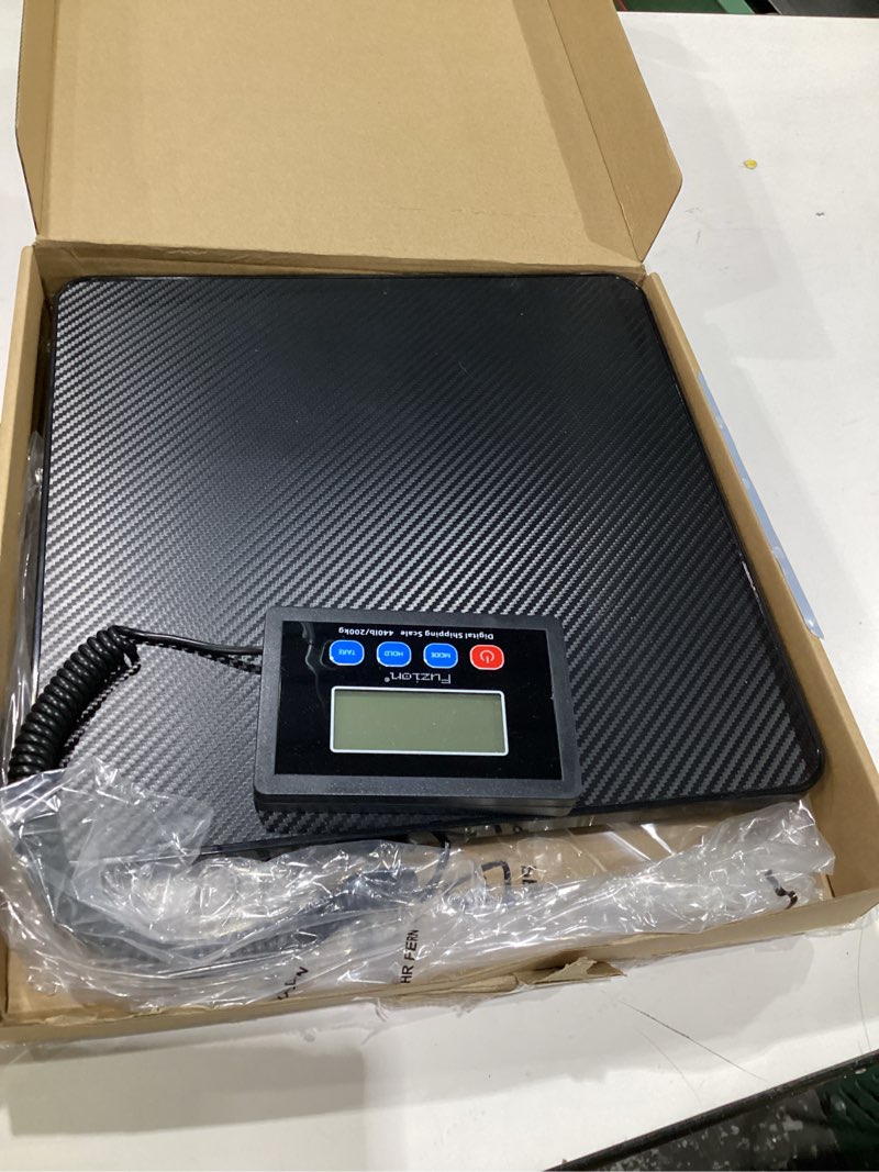 Condition photo showing As Is for Fuzion Shipping Scale, 440LB x 10g High Accuracy Postal Scale, Hold/Tare Function, Digital Shipping Postal Scale for Packages, Postage, Luggage, Mailing, Battery & AC Adapter Included PS4B(Carbon Fiber) Black