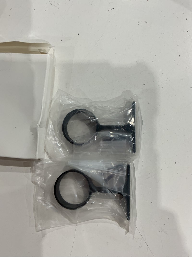 Condition photo showing Good Condition for leifide 2 pcs 1 5/16 inch diameter round wardrobe closet rod suspended center support with installation screws curtain closet rod ceiling mount bracket for home wardrobe 2 black