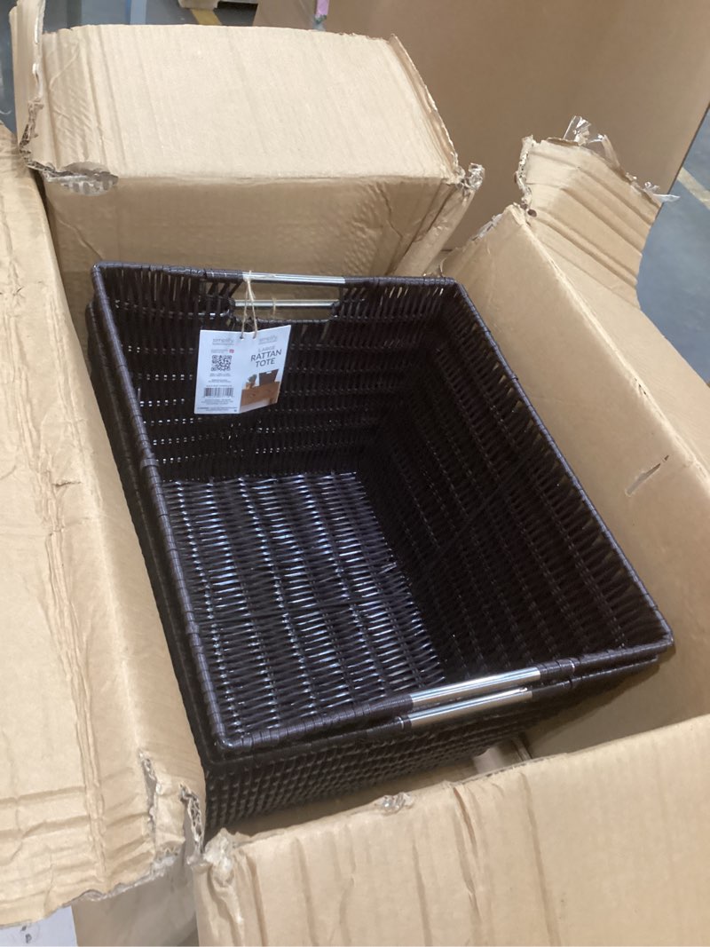 Condition photo showing Good Condition for simplify 15"x13"x10" large woven basket for storage with handles, nursery, playroom, toys, bedroom, closet, clothes, office, decorative organizer rattan totes, chocolate large regular chocolate