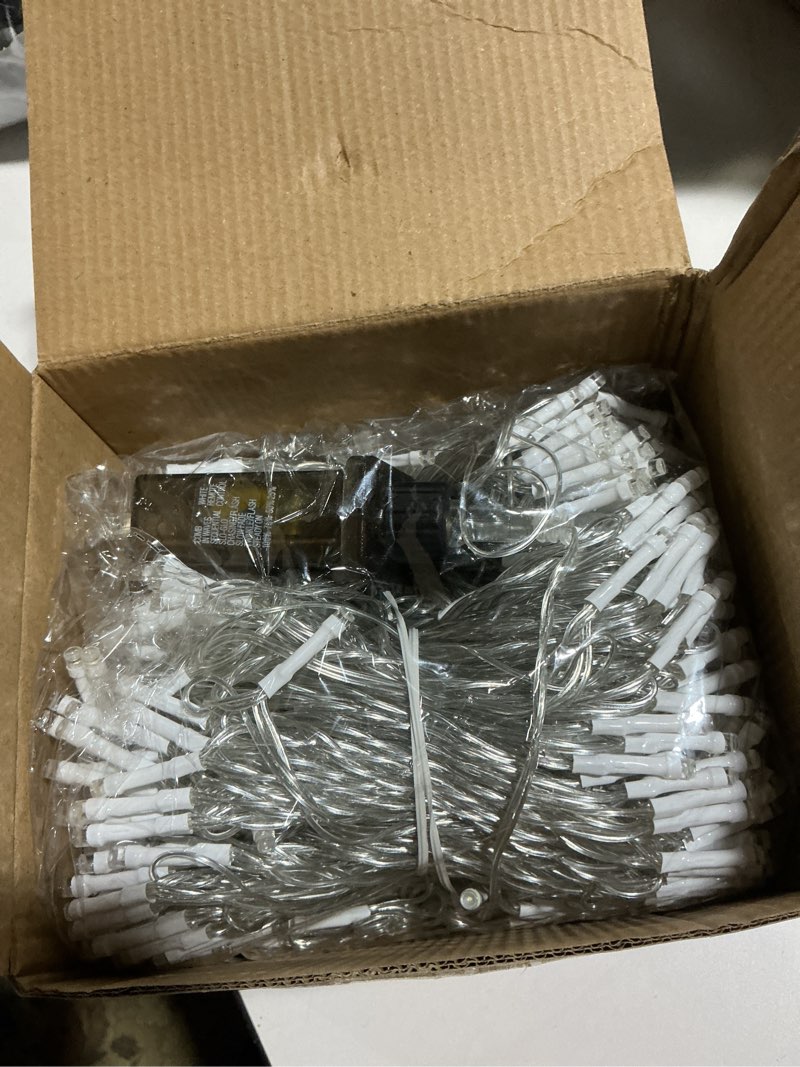 Condition photo showing Good Condition for 328 FT Christmas Light1000 LED Xmas Lights OutdoorChristams String Lights Waterproof 8 Modes & Timer, Fairy Lights Plug in for Weeding, Patio, Party, Holiday,Christmas Decor (Cool White) Transparent line?328FT 1000LED Cool White