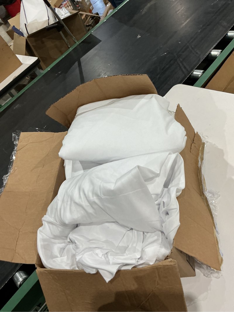 Condition photo showing As Is for similar to not exact 10 pack white round tablecloths, 120 inch stain resistant and wrinkle polyester fabric washable table clothes cover for kitchen dining, wedding, reception banquet, birthday party, buffet restaurant white 120 in round, 10 pack