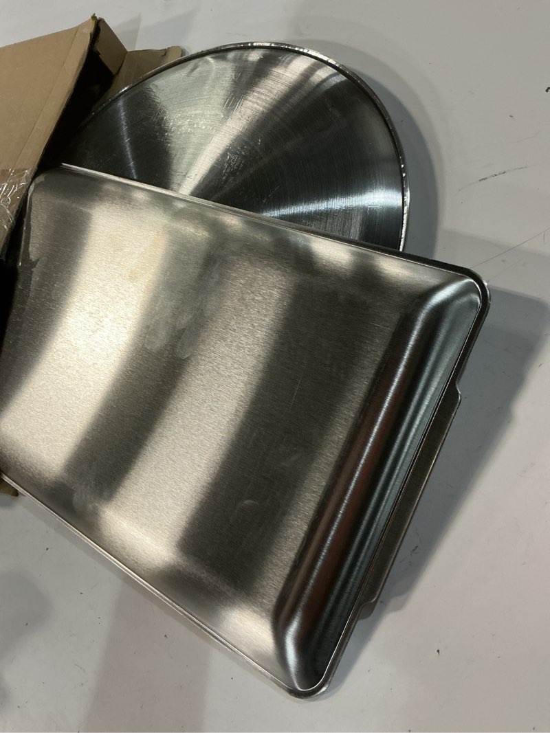 Condition photo showing Good Condition for zubebe 6 pcs dessert table display set 2 stainless steel cupcake stand 3 tier cake holder 3 rectangle serving tray 1 round cake tray tiered candy cupcake tower for party wedding birthday (silver)