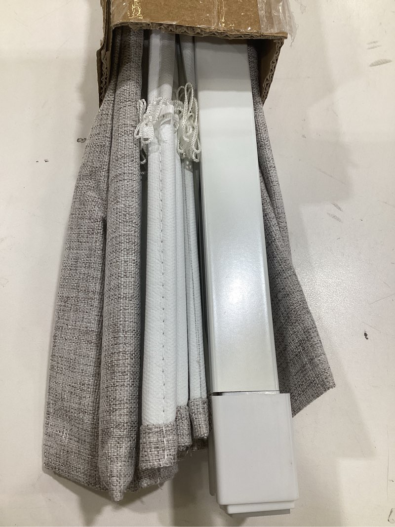 Condition photo showing As Is for lazblinds no tools no drill cordless roman shades for windows, blackout thermal insulated uv blocking window blinds, room darkening fabric blinds for indoor windows, 29'' w x 48'' h, grey blackout - grey 29" w x 48" h