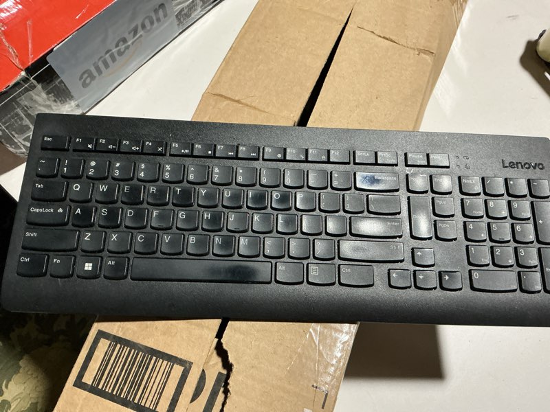 Condition photo showing As Is for Lenovo 510 Wireless Keyboard & Mouse Combo, 2.4 GHz Nano USB Receiver, Full Size, Island Key Design, Left or Right Hand, 1200 DPI Optical Mouse, GX30N81775, Black