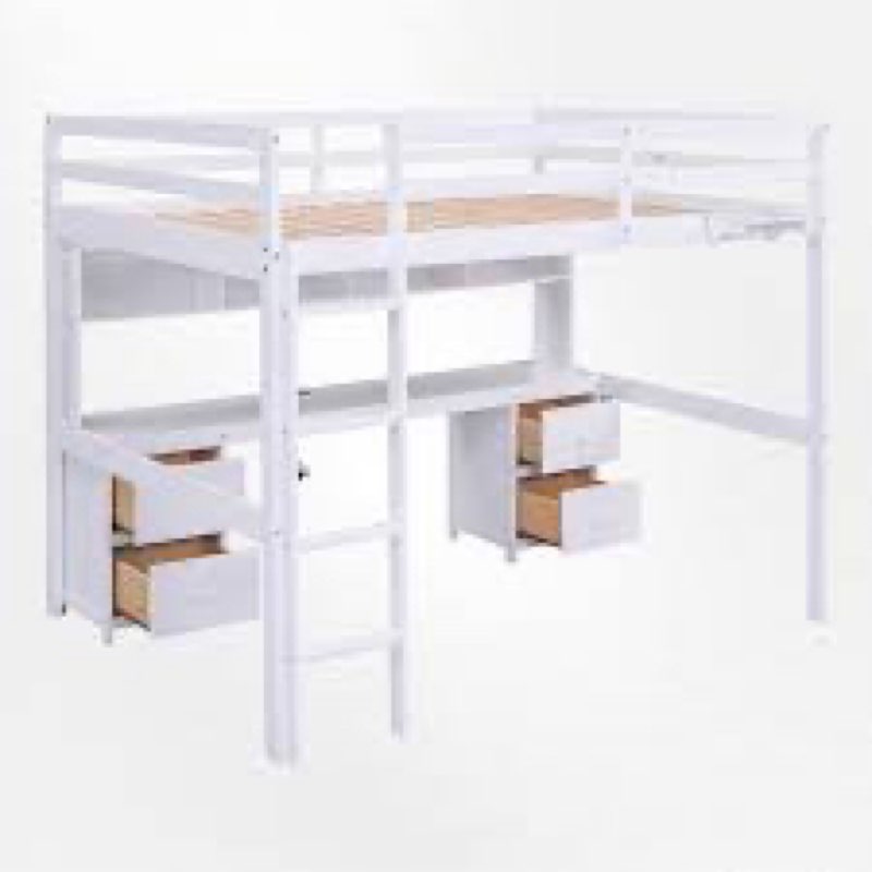 (Incomplete box 1 of 2 ) Gursimran Full 4 Drawer Loft Bed with Built-in-Desk by Harriet Bee