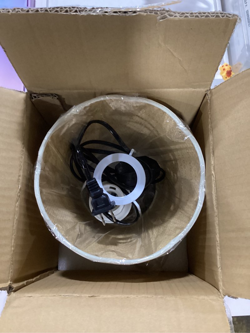 Condition photo showing New/Like New for Modern Wooden Bedside Table Lamp, Small Nightstand Desk Lamp with Fabric Shade, Warm Ambient Light, Dimmable E26 Socket with Bulb Included, 6ft Cord for Bedroom Living Room (Fabric)