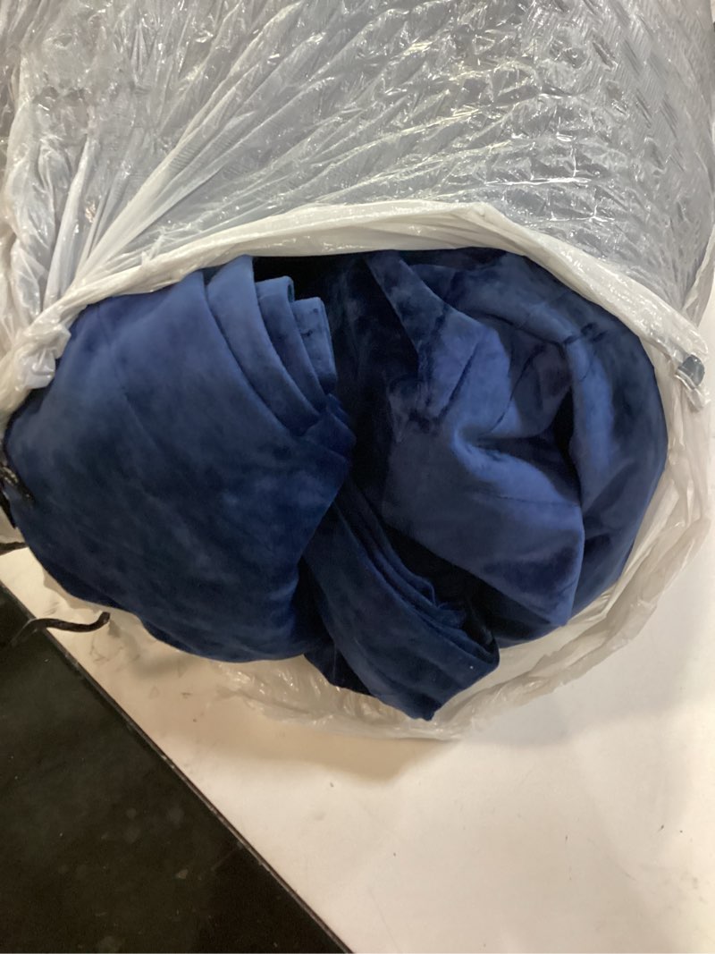 Condition photo showing item condition for Sunshine Nicole Distressed Velvet Comforter Set, Distressed Velvet Face and Brushed Solid Microfiber Reverse, with Light Weight Soft Poly Fill, 5 Pieces Navy, King Navy King