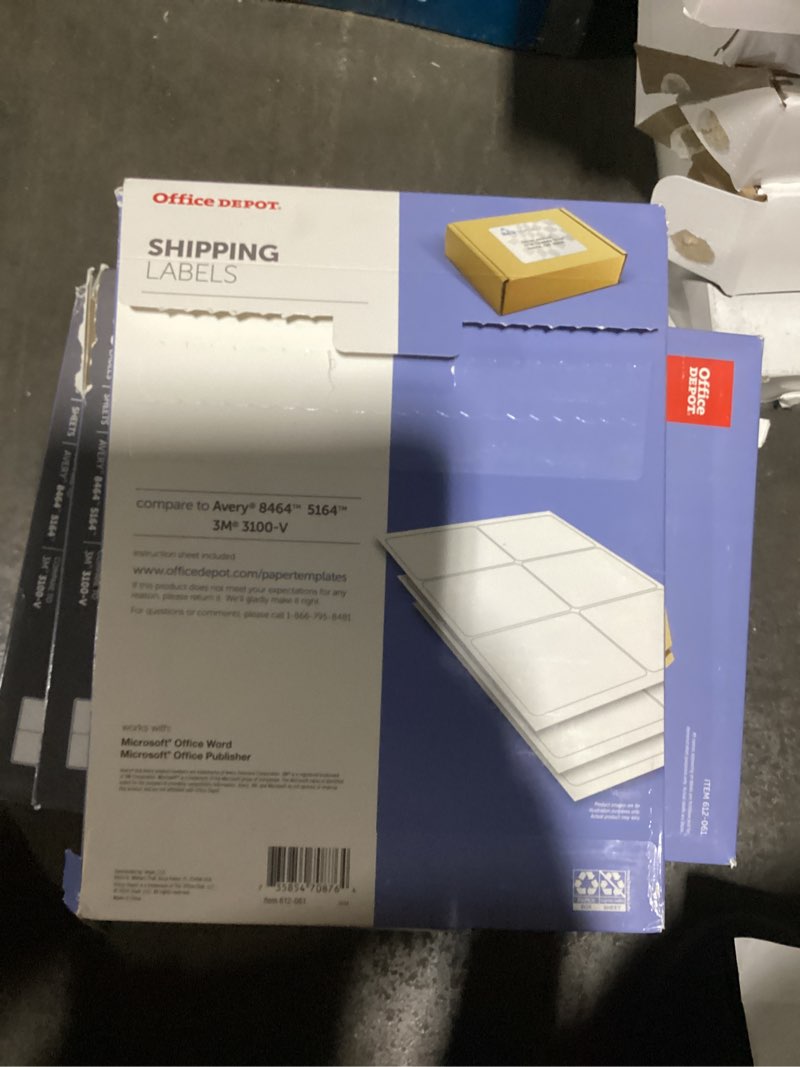 Condition photo showing Good Condition for office depot white inkjet/laser shipping labels, 3 1/3in. x 4in., box of 600, 505-o004-0010