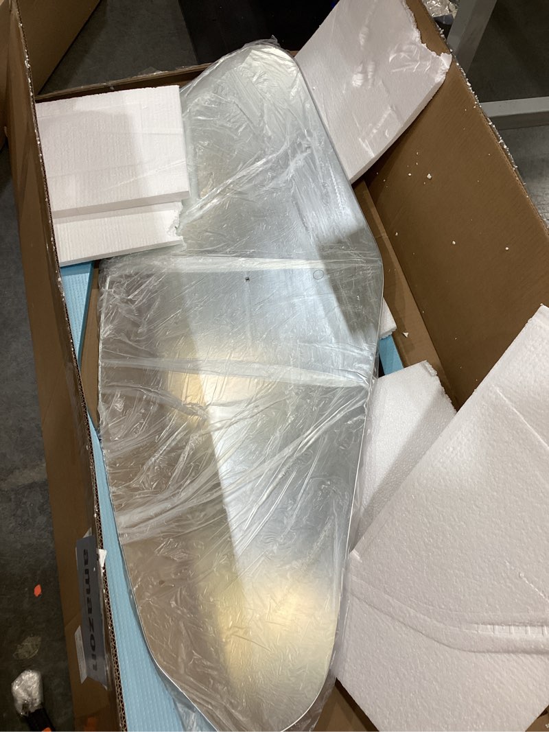 Condition photo showing Good Condition for wavy mirror wooden 59" x 24" floor mirror full length white irregular full body mirrors for bedroom cloakroom living room entryway hall