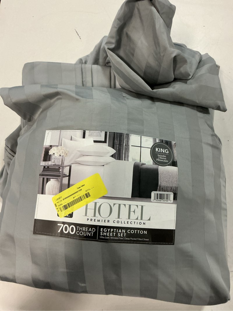 Condition photo showing As Is for member's mark 700-thread-count - soft silver - king:- soft silver, king