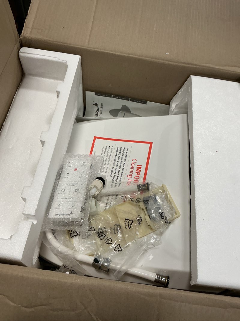 Condition photo showing As Is for SmartBidet® SB-1000WE Electric Smart Bidet Toilet Seat with Heated Seat, Warm Air Dryer, Temperature Control Wash, and Remote Control, Elongated Seat Elongated Remote Control