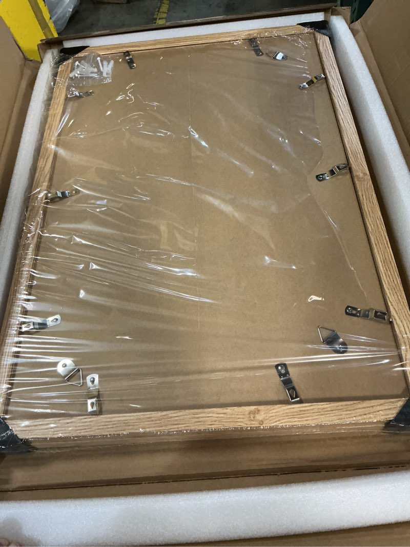 Condition photo showing New/Like New for 16x24 frame set of 2, natural oak wood style - display 16 x 24 picture without mat or 12x18 picture with mat, wall mounting horizontal and vertical natural oak 16x24 in