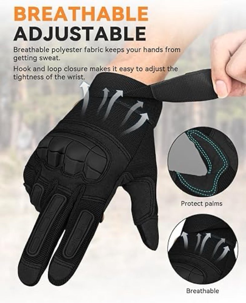 KUMGIM Outdoor Touchscreen Gloves for Work Motorcycle Climbing Hiking Black