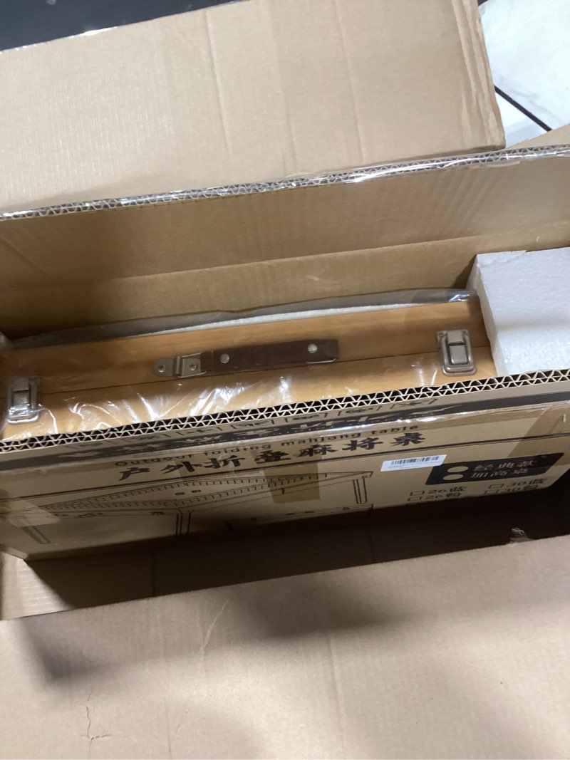 Condition photo showing Good Condition for steelway foldable mahjong table with mahjong tiles set,portable majong table with 144pcs majiang tiles,1x storage box, 1x storage bag and 4 all in one racks and pushers[????]