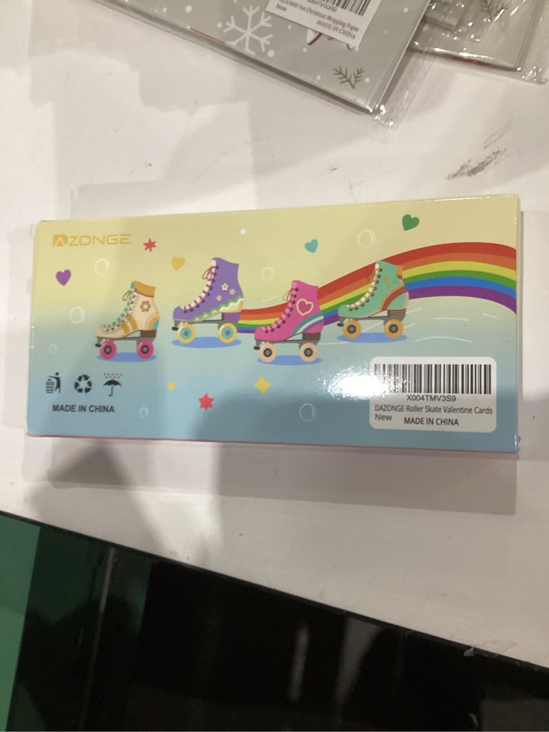 Condition photo showing New/Like New for DAZONGE 24 Packs Roller Skate Valentine's Day Cards with Slap Bracelets, Fun Valentine’s Day Gifts for Kids Classroom Exchange & School Parties