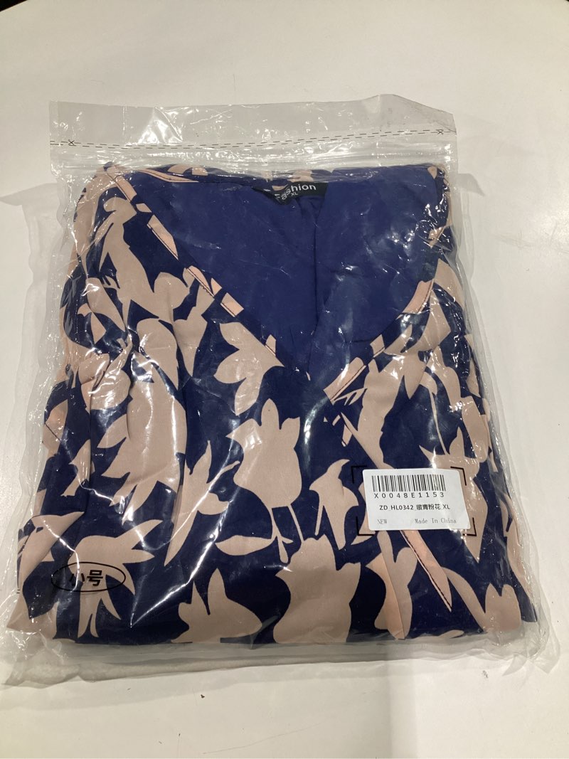Condition photo showing New/Like New for BTFBM Women Fall Dresses 2025 Casual Long Sleeve V Neck Maxi Dresses Floral Boho Long Dress Wedding Guest Dress Extra Large Navy Pink Flower, SIMILAR TO STOCK PHOTOS 