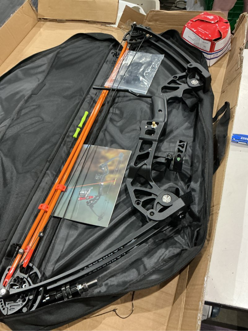 Condition photo showing Good Condition for bowfishing bow kit with arrow ready to shoot right handed 15-45 lbs draw length 18"-29.5" adjustable,axle-to-axle: 34.2",complete compound bow fishing kit 2024