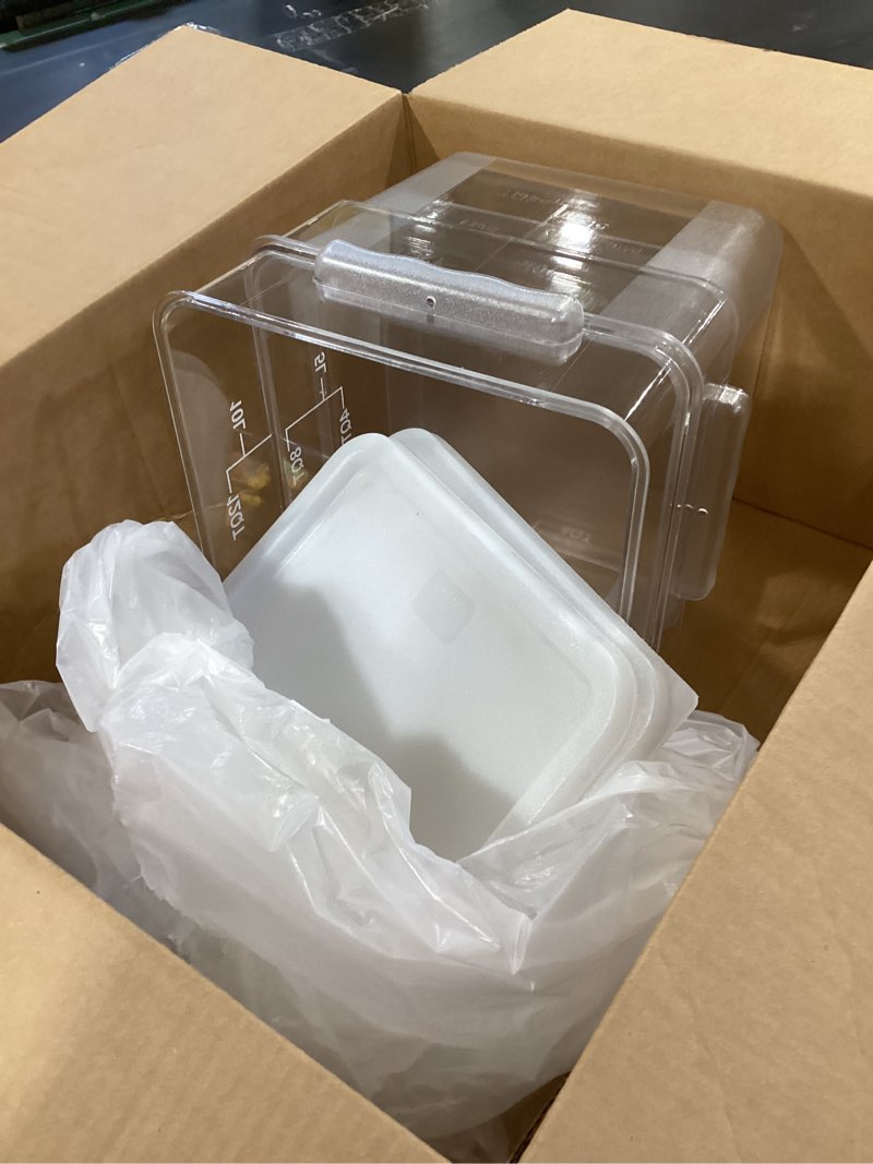 Condition photo showing Good Condition for suclain 2 pcs square food storage container polycarbonate clear food container with gray lid commercial rice storage with gray graduations for commercial kitchen(8 qt) gray 8 qt